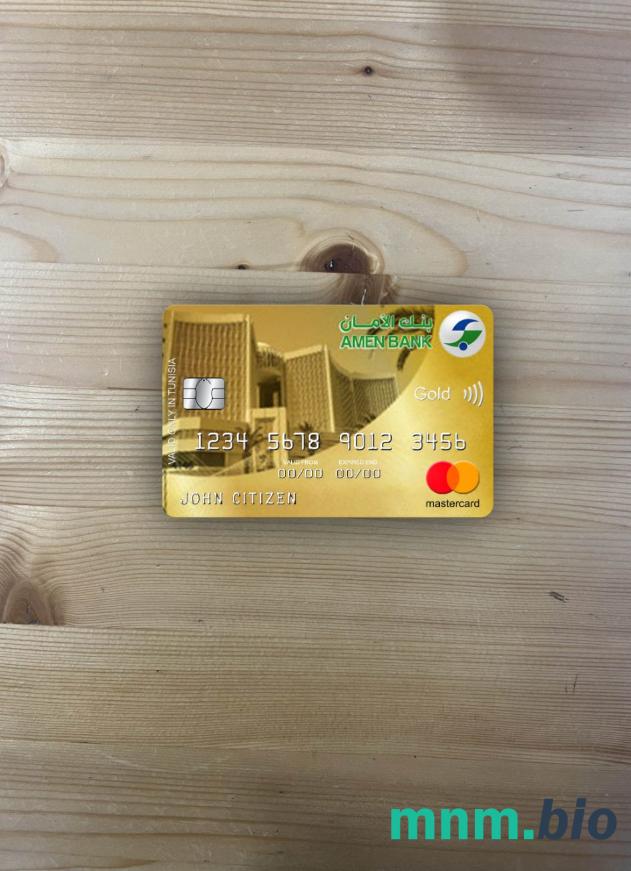 Tunisia Amen bank infinite mastercard gold wygląd fotograficzny skan PSD + zdjęcie